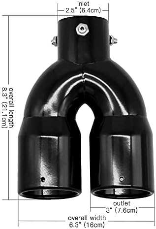 OTRTSUCC Двойна Бала накрайник от неръждаема стомана със скосен ръб за диаметър на тръбите от 1,5 до 2,5, Регулируема Универсален Автомобилен Декоративен Накрайник Накрайник на изпускателната тръба, Дължина на изходния