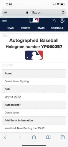 Дерек Джитър Сега отбивающий Кратък стоп № 2 Подписа бейзболни топки на MLB с голографическими автограф