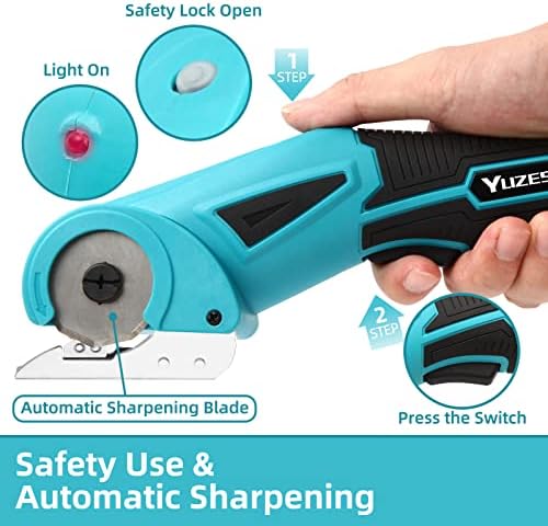 Литиево-йонна ножица YUZES 4V Zip Snip MAX Ротационен Безжични Електрически Ножица със Сменяеми остриета за рязане на Килими, картон и кожа, Зареждащи се чрез USB, Подаръци за