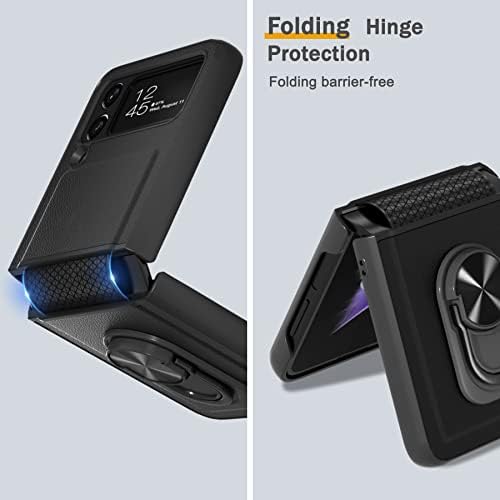 Калъф за телефон Niubity за Samsung Galaxy Z Flip 4 с [Защита от пълзящите линии] [Вградена защита за фотоапарата] [Стойка с магнитен пръстен] устойчив на удари Защитен калъф за Samsu