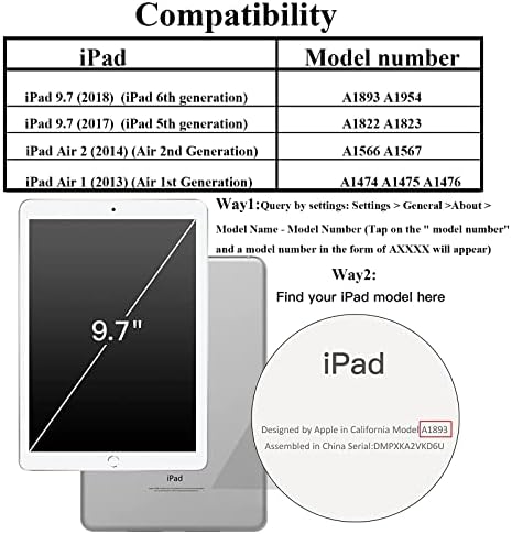 Smart-калъф за Apple iPad е 9,7 инча 2017 2018 (iPad на 6-ти/5-то поколение) и iPad Air1/Air 2, UUcovers, Поставка за Фолио, Магнитен калъф-портфейл от изкуствена кожа с държач за карти-моливи [Автоматичен режим на