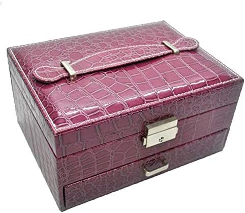 Ковчег за бижута, Кутии Калъф За съхранение Кутия За Съхранение на Преносим Проста ПУ Двуслойни Подарък, За съхранение на Бижута Решат В опаковка Покажи ZHAOYONGLI (Цвят