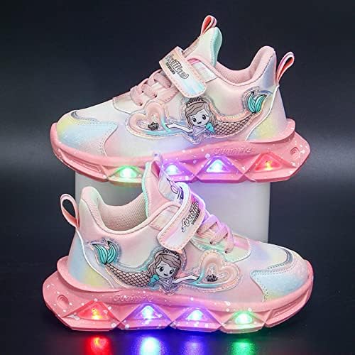 Qvkarw/ Детски спортни обувки с подсветка, Дишаща, лек, Ежедневен, с Подсветка, Детска Нощен обувки, футболни обувки за момчета (розово, за 2 големи деца)