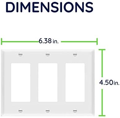 Стенни табела за ключа на светлината Four Bros Декоратор или контакти, Стандартен размер, Термопласт, поликарбонат, в Списъка на UL, Бяла (3 групи)