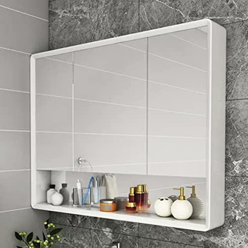 Огледален шкаф за баня, Огледало шкаф в цял ръст, Шкаф за баня, за кухня, Трапезария, Баня, Всекидневна, Стираемый (Цвят: бял, размер: 110 см)