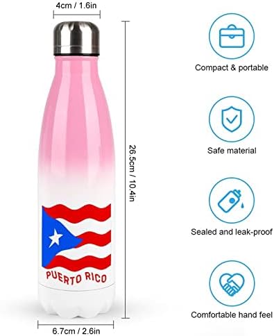 Флаг Пуерто Рико 17 унции Спортна Бутилка За Вода От Неръждаема Стомана С Вакуумна Изолация В Формата на Кола Множество Спортни Колба