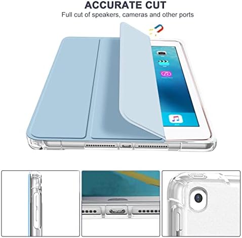Калъф LRCXL, съвместим с iPad 10.2 инча 2021/2020 iPad 9/8-то поколение и 2019 iPad на 7-то поколение с държач за моливи, Защитен калъф с мека прозрачен заден панел от TPU, покриване на авт
