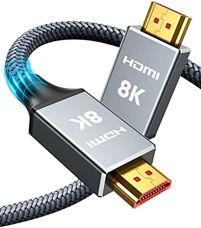 Кабели Capshi 8K HDMI 6,6 / 2 м фута, високоскоростен 48 gbps Кабел HDMI 2,1, 8K @ 60 Hz, 4K @ 120 Hz, 2K @ 240 Hz HDCP 2.2 и 2.3, HDR, Ethernet - HDMI Кабел с оплеткой 28AWG - Съвместим със слушалки UHD ТЕЛЕВИЗОР,
