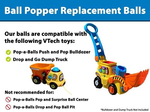 Комплект цветни Сменяеми топки за играчки-дозер VTech Pop-a-Balls Push and Pop | Ярки, Цветни Топки, Съвместими с играчка-поппером Vtech Mad Ball | Комплект от 6 Топки