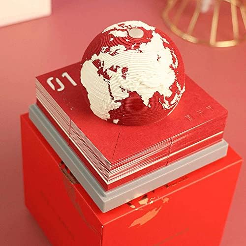 Бележник на 2022 година, Календар Земята Екологични Отметки 3D Хартиена Скулптура с Акрилни Скоростна Начало Декор на Работния Плот Подаръци за Учители, Съученици, Деца (Червен)