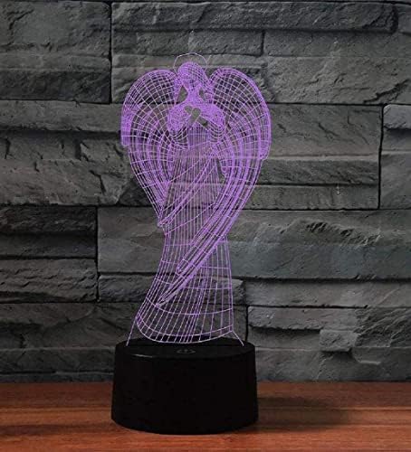 SUPERIORVZND 3D Ангел лека нощ Дистанционно Управление Мощност Сензорен Прекъсвач Тенис на Маса Оптична Илюзия Лампа 16 Промяна на цвета на Осветлението за Декорация на Дома Коледен Подарък За Рожден Ден