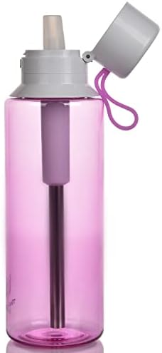 Бутилка с филтър за вода Thehitdeal с соломинкой и капака, за спортисти, деца, работещи фитнес, Каубои за употреба в спортни зали - Прозрачна 24 грама / 700 мл - Tritan (Синьо) (лилаво)