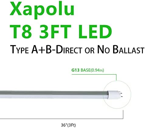 Клиенти лампа Xapolu 3 ФУТ LED Т8 T12 тип A + B, 15 W 4000 До 2100лм, подмяна на флуоресцентна лампа F30T8/F30T12, съвместим с баласт или байпасный, двустранен, с матови лещи, в списъка DLC и UL