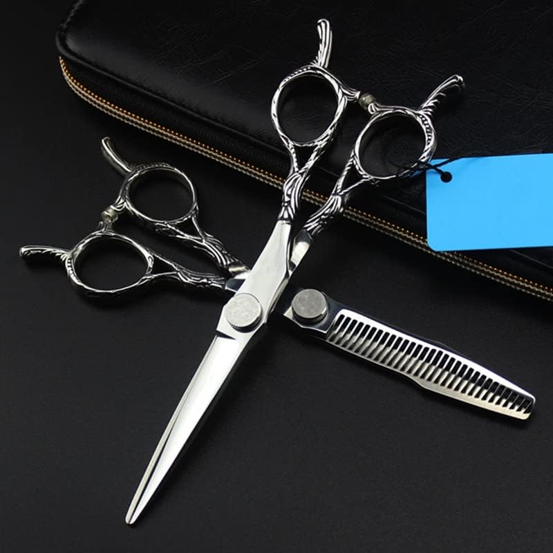 Ножица за подстригване на коса, 6-инчов професионален японски 440c ретро двуххвостые ножици за коса, ножица за подстригване на коса, филировочные фризьорски ножици, набор от фризьорски ножици (Цвят: комплект с футляром)