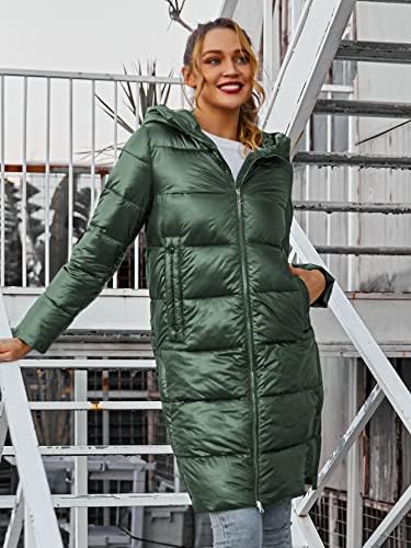 Дамско палто EDWOL, Топлото яке с цип, с качулка, с заплатками, Модерно Очарователно Уникално Сладко козина (Цвят: Тъмно зелен, Размер: XX-Large)