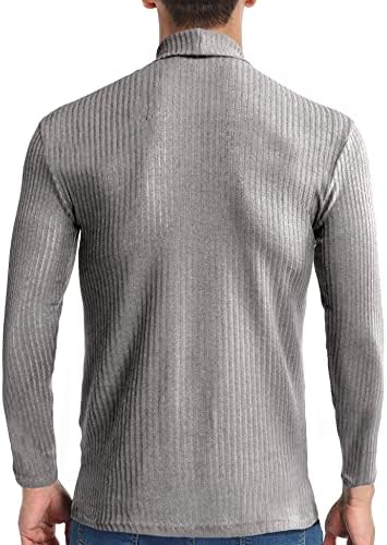 Мъжки ризи с високо воротом, Пуловер в рубчик с дълъг ръкав, Пуловер с Базов дизайн, Тениски с Еластична Облегающим Топ