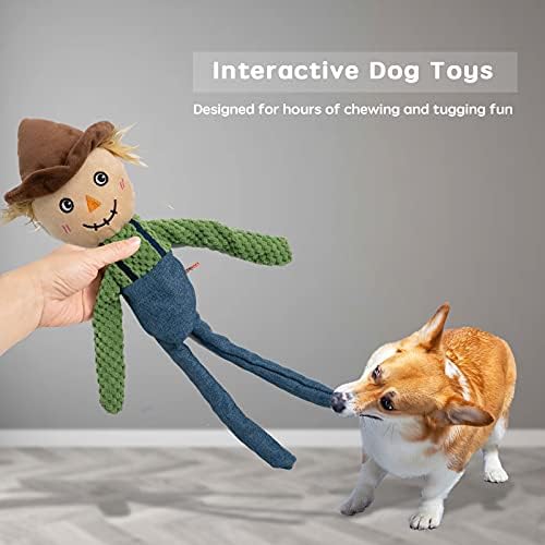 PETONOIA Трайни Писклив Плюшени Играчки за Кучета, 3 опаковки Дъвчащи играчки за кучета без Пълнител с Въже Вътре в Корпуса за обучение на зъбите Кученце, Интерактивна Скрипучая играчка за малки/Средни Кучета
