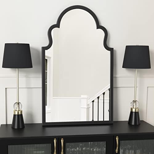 NXHOME Стенно огледало в Метална Рамка с Акцент - Декоративно Огледало Черен Цвят, Стенно Огледало за Баня, Хол, Спалня 35,5 х 21,7