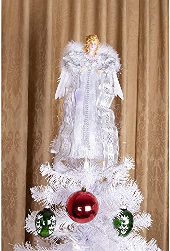 Deli Creations 12-Инчов led Topper за Коледната Елха във формата на Ангел, Декорация За Дома с Подсветка На Върха на Дървото, На Батерии, Сребрист