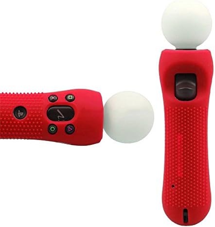 (Червено) 2 бр Противоскользящий Силиконов Каучук Калъф Защитен Калъф за PlayStation PS4 VR Move Motion Controller