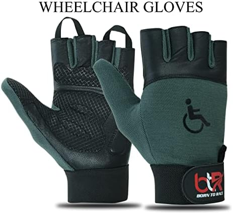 Ръкавици за инвалидни колички BTR BORN TO RACE за мъже и жени с двигателни увреждания за тренировки, кожени ръкавици без пръсти с дълги палеца