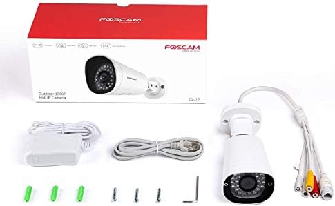 Градинска помещение за сигурност на Foscam QJ2, IP-камера 1080P, POE, 66-подножието Камера за нощно виждане с функция за откриване на лицето с помощта на изкуствен интелект, Защитен от атмосферни влияния IP66, Cloud