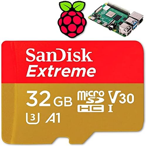 STEADYAMER - Вградени карта на Raspberry Pi обем 32 GB (Raspberry Pi OS / Raspbian) Extreme Micro SD | 400, 4, 3Б +, 3A +, 3Б, 2, Zero | е Съвместим с всички модели Pi (32 GB)