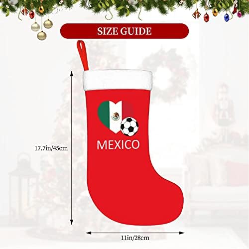 QG ZZX Коледни Чорапи с Бяла Супер Меки Плюшени Белезници Love Mexico Футболни Коледни Чорапи, Коледни Украси Отглеждане