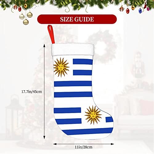 QG ZZX Коледни Чорапи с Бяла супер Меки Плюшени белезници Знаме на Уругвай Коледни Чорапи, Коледни Украси Отглеждане