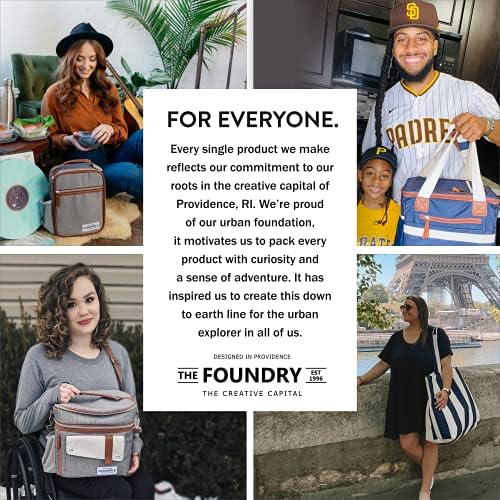 Foundry by Fit + Fresh, Изолиран Обяд-пакет Thayer с 2 Контейнери за храна, за многократна употреба Детска Обяд-бокс и мека мини чанта-хладилник, идеален за училището, пикници и още много Други, тъмно синя на бели точки