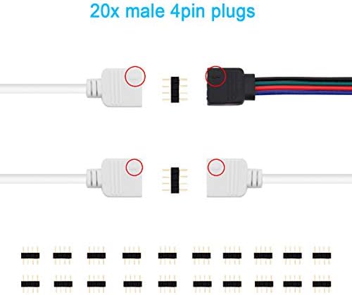 Комплект конектори за led лента Fntek за 5050 RGB 4 Pin 10 мм, включва кабел-сплитер RGB, удлинительный кабел RGB, скок за led лента, жак Т - и L-образна форма, аксесоари 9 вида за led конектор
