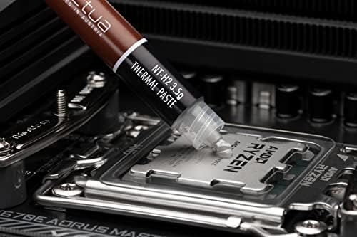 Noctua NT-H2 3,5 g AM5 Edition, термопаста професионален клас със защита от термична паста за процесори AMD AM5 вкл. 3 Почистващи кърпички (3,5 г)