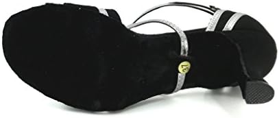 Pierides/ Дамски Сандали с отворени пръсти за латиноамериканска Салса Черен и Сребрист цвят, Обувките за практикуване на бални Танци на ток 2,75 инча