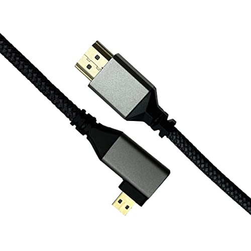 Seadream Ъглов кабел 4K Micro HDMI към HDMI Правоъгълен кабел Micro HDMI към стандартен HDMI в оплетке Поддръжка на 4k 60Hz HDR 3D ARC 18 Gbit/с Кабел HDMI 2.0, алуминиев корпус (правоъгълна)
