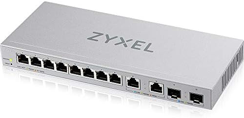 Комутатор Zyxel с 12 порта, Мультигигабитный Ethernet, управляван от мрежата | 2 x 2,5 G | 2 x 10G SFP + Влакно | 8 порта GbE | Plug и play | За настолен или стационарен монтаж | Сплитер Ethernet | Доживотна гаранция