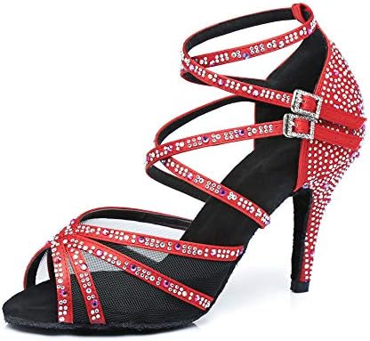 Женски обувки за Латино Танци HROYL с Мрежа и Кристали За практикуване на Салса и Бални Танци Токчета, YCL373508