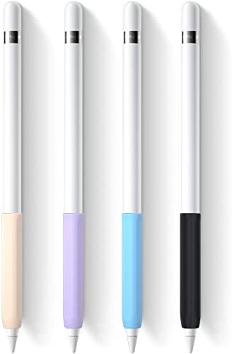 YINVA 4 БР., държач за захващане, който е съвместим с Apple Молив 1-во поколение, Висококачествен Силикон Ергономичен калъф, аксесоари за ръкави, Съвместим с iPad Молив 1-во поколение (розово, лилаво, синьо, черно,)