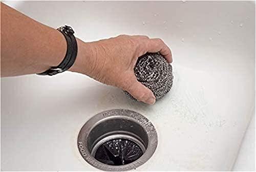 Препарат за кухня от неръждаема стомана 50 топки за почистване от спирала стоманена тел с пластмасова дръжка (Цвят: 20 опаковки)