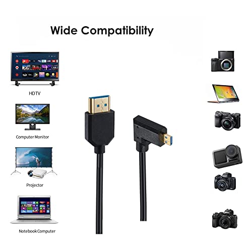 Спирален кабел Qaoquda Micro HDMI-HDMI, 8K, Micro HDMI Male-HDMI Male под ъгъл 90 Градуса, Пружинен удължителен кабел 2.1 за таблет, видео карти, лаптоп (1,2 М / 4 фута) (Под прав ъгъл)
