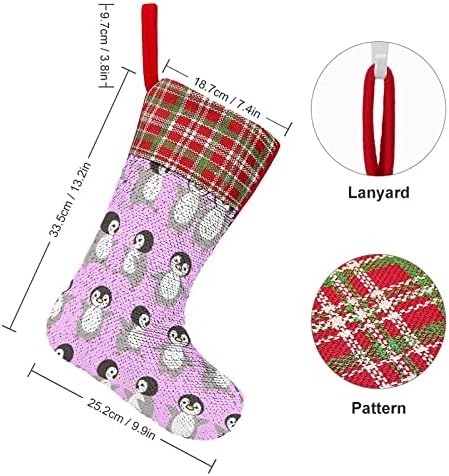 Чифт Коледни Чорапи с Пайети под формата на Пингвин, Блестящи Стенни Висящи Украси, Украса за Коледната Елха, Празнична Парти