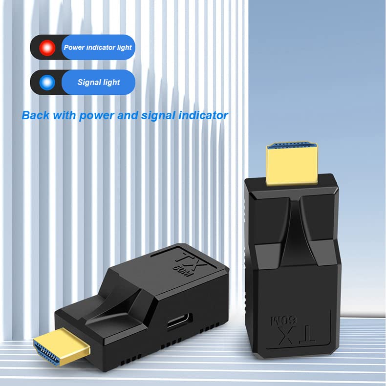 Удължител за HDMI XCZZYB, [1 Чифт] 196-крак HDMI-Ретранслатор в Ethernet кабел RJ-45 Конвертор за Cat 5e/6 HDCP 1080P HDTV, DVD, PS4, STB, Проектор Черен