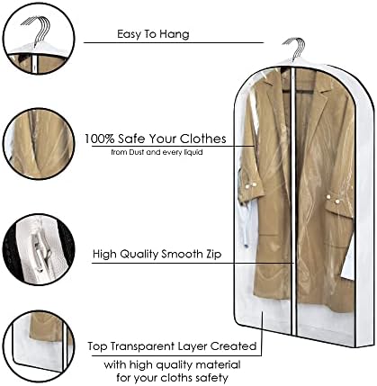 Luxer Висящи Чанти за дрехи за съхранение В Гардероба, 4 Прозрачни Чанти за костюми с Клин за Дрехи, Палто GDGSB0001 GDGSBW