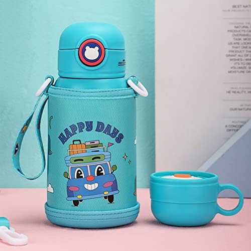 Бутилка за вода MiliPow Сладко Kids от неръждаема стомана - Сверхлегкая Вакуумно чаша 500 мл - Не съдържа BPA - Конструкция с двоен капак - Фланец термос (син)