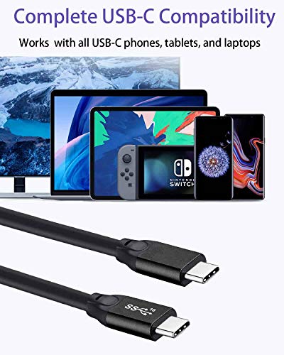 [Дължина 15 метра] USB Кабел C-C USB 3.1 Gen 2, кабел за видеодисплея 4K @ 60Hz, трансфер на данни до 10 Gb / с, зареждане 100 W, кабел Type C за Thunderbolt 4/3 MacBook Pro, iMac, iPad, монитор / камера USB-C, Wacom,