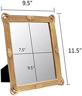 Eaoundm Огледало в златна рамка с размер 11,5 х 9,5 инча, винтажное подвесное огледало, десктоп огледало, златна квадратно