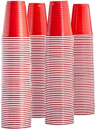Марка - за Еднократна употреба Пластмасови Чаши за партита Solimo 18 грама, количество 200 броя, червено