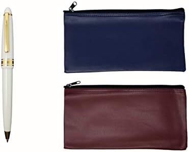 Банковата чанта за съхранение на ценни книжа / Универсална чанта за съхранение на монети с цип 11 Х 5,5 См, всяка с (БЕЗПЛАТНА ХИМИКАЛКА ЩЕЛКАЮЩЕГО ДЕЙСТВИЕ) (1 тъмно синьо + 1 Червена (БЕЗ ДРЪЖКА))