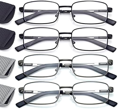 Мъжки слънчеви Очила За четене HIGHLIKE, Метални Гъвкави Ридеры от Неръждаема Стомана с Меки Сгради, Прозрачни Лещи Blue Light Glasses