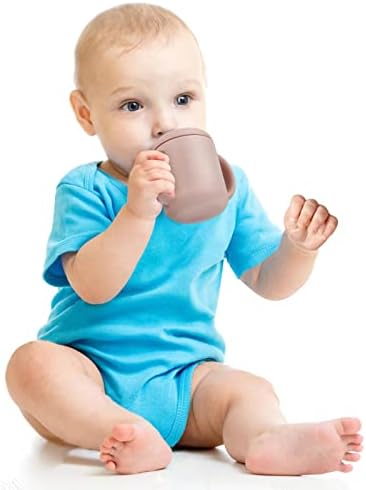 PandaEar силиконови тренировочная чаша за пиене Малка чаша с капак, за малки деца и бебета, с удобни дръжки за самостоятелно хранене, които са устойчиви на спад, разбрызгиванию, безопасен за микровълнова фурна