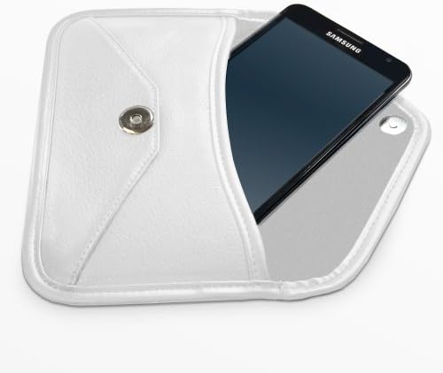 Калъф BoxWave, който е Съвместим с Нас TC20 (Case by BoxWave) - Луксозни Кожена чанта-месинджър, чанта-плик от изкуствена кожа за Zebra TC20 - цвят Слонова кост, Бял